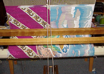 Cup with a Desert Landscape on a Snake Table Cloth on Loom
